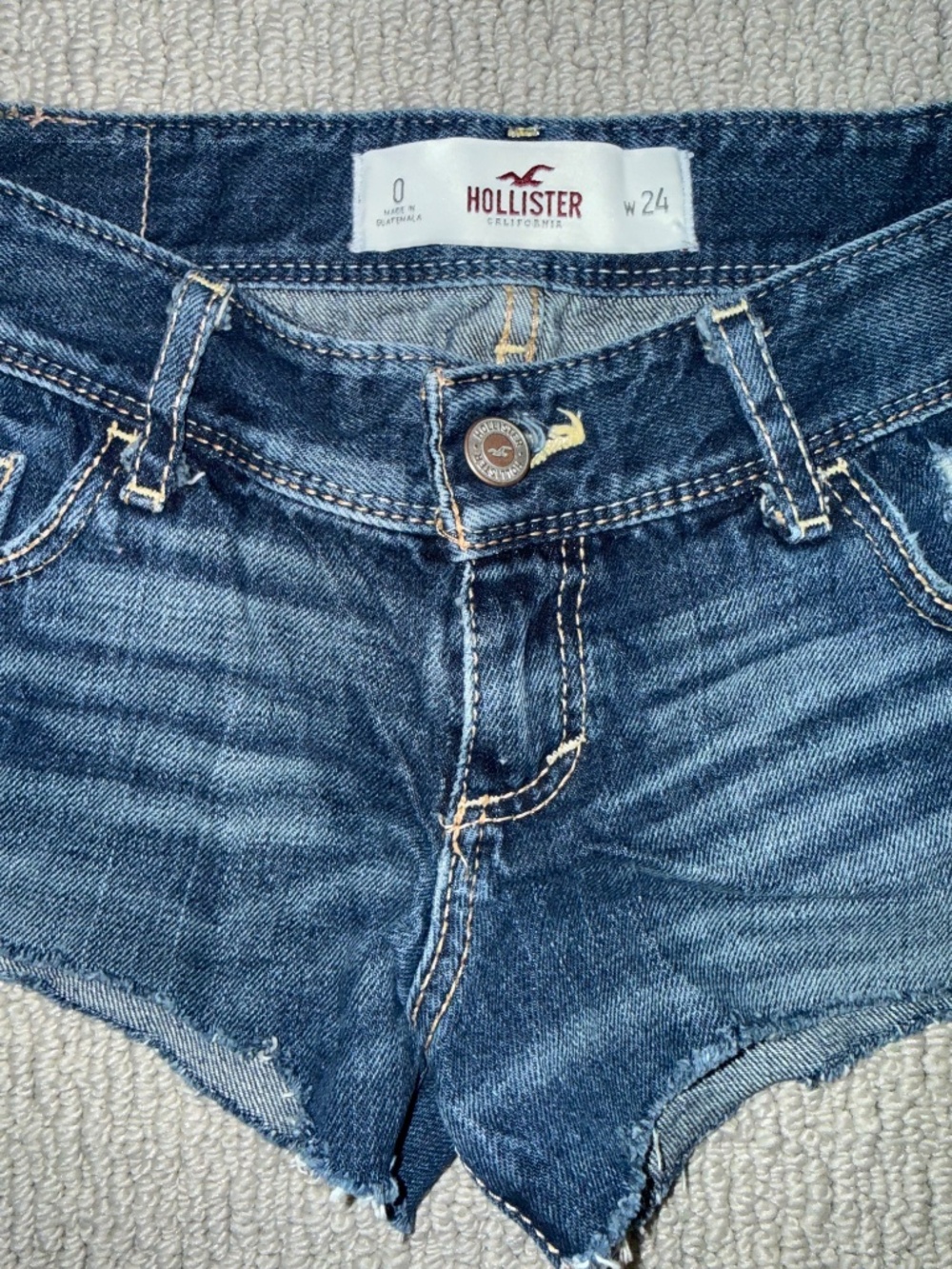 Vintage Hollister Distressed Denim Cutoff Shorts Size 0 W24 Low Rise Dark Wash - Picture 8 of 16